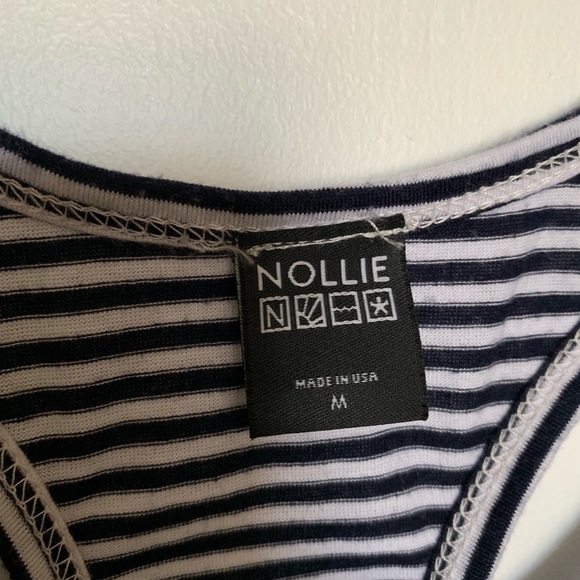 Nollie Black & White Striped Racerback Crop Top Size Medium - Picture 3 of 3